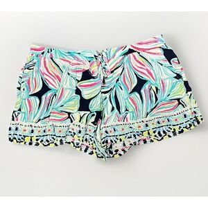Lilly Pulitzer Katia High Tide Dancing Lady Shorts, Rayon, Women's Size XL